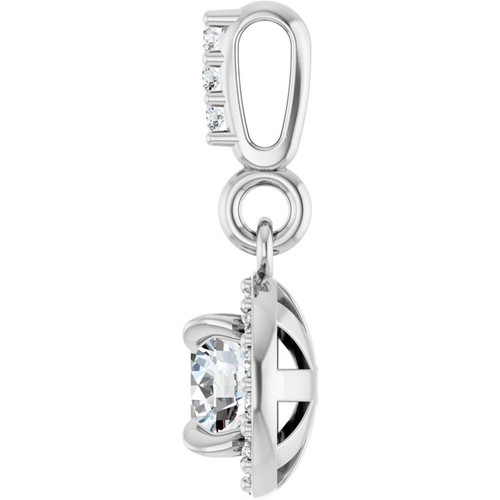 Sterling Silver 1/3 CTW Natural Diamond Halo-Style Pendant