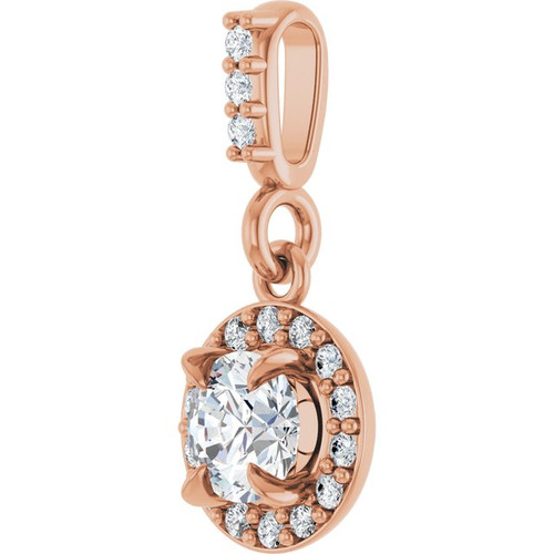 14K Rose 1/3 CTW Natural Diamond Halo-Style Pendant