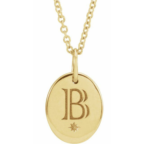 14 Karat Yellow Gold Oval Starburst Necklace 11x9mm, 16 Inch - $963