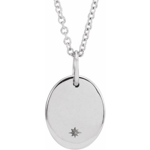 14 Karat White Gold Oval Starburst Necklace 11x9mm, 16 Inch - $916