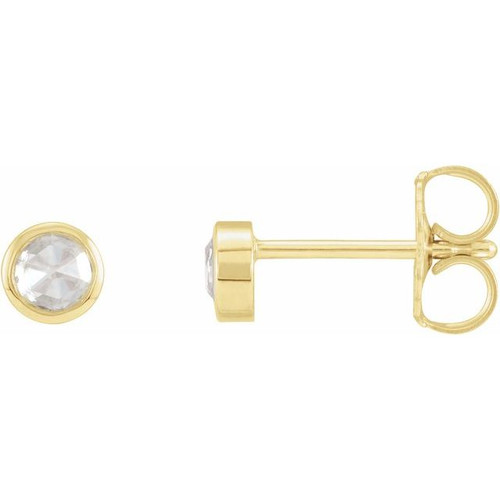 14K Yellow .07 CTW Rose-Cut Natural Diamond Bezel-Set Earrings