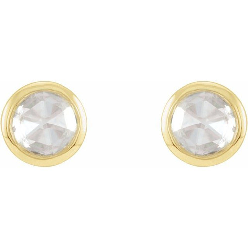 14K Yellow .07 CTW Rose-Cut Natural Diamond Bezel-Set Earrings