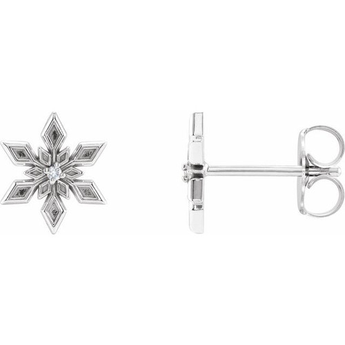 Sterling Silver .0075 CTW Natural Diamond Snowflake Earrings