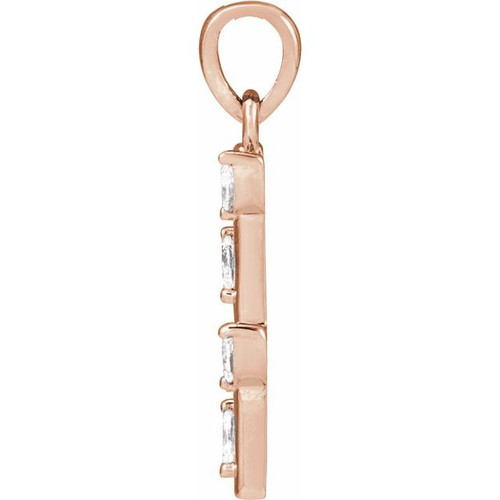 14K Rose .07 CTW Natural Diamond Bar Pendant