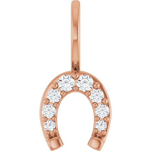 14K Rose 1/8 CTW Natural Diamond Horseshoe Charm/Pendant