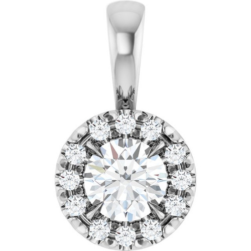 14K White 1/4 CTW Natural Diamond Halo-Style Pendant