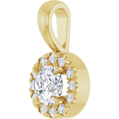 14K Yellow 1/4 CTW Natural Diamond Halo-Style Pendant