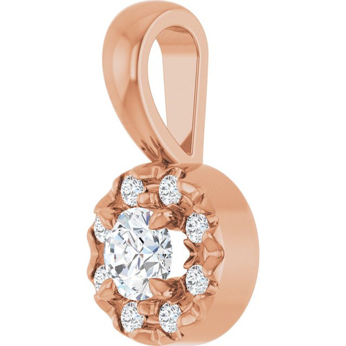 14K Rose 1/8 CTW Natural Diamond Halo-Style Pendant