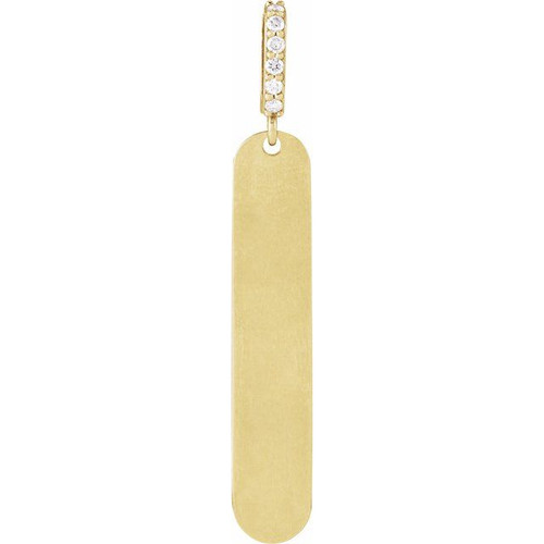 14K Yellow .05 CTW Natural Diamond Engravable Bar Pendant