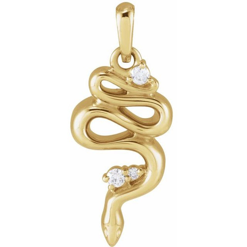14K Yellow .03 CTW Natural Diamond Serpent Pendant