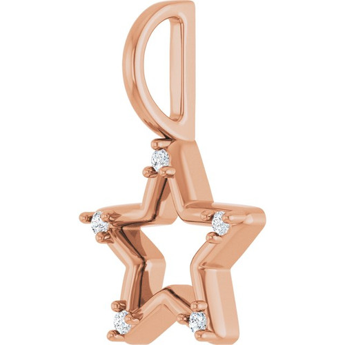 14K Rose .03 CTW Natural Diamond Star Charm/Pendant