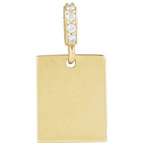 14K Yellow .02 CTW Natural Diamond Engravable Pendant