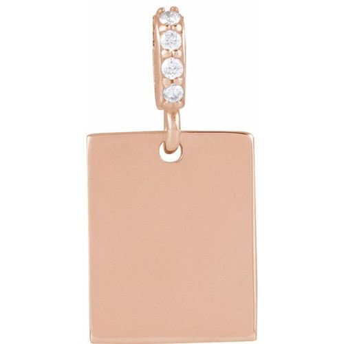 14K Rose .02 CTW Natural Diamond Engravable Pendant