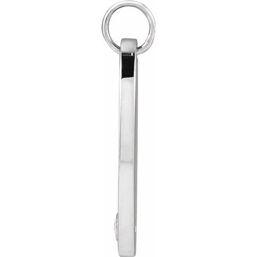 14K White .015 CT Natural Diamond Engravable Pendant