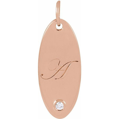 14K Rose .015 CT Natural Diamond Engravable Pendant