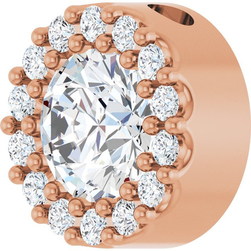 14K Rose 1/2 CTW Natural Diamond Halo-Style Pendant
