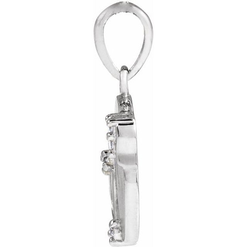 Platinum .025 CTW Natural Diamond Engravable Floral Pendant