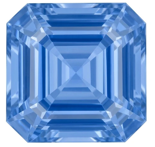 Chatham Lab Created Cornflower Blue Sapphire Gemstone – Asscher Cut – GEM Grade