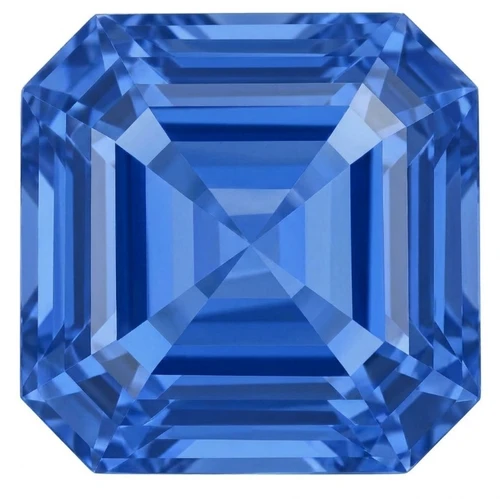 Chatham Lab Created Cornflower Blue Sapphire Gemstone – Asscher Cut – GEM Grade