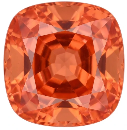 Chatham Lab Created Intense Orangish Red Padparadscha Sapphire Gemstone – Antique Square Cut – GEM Grade
