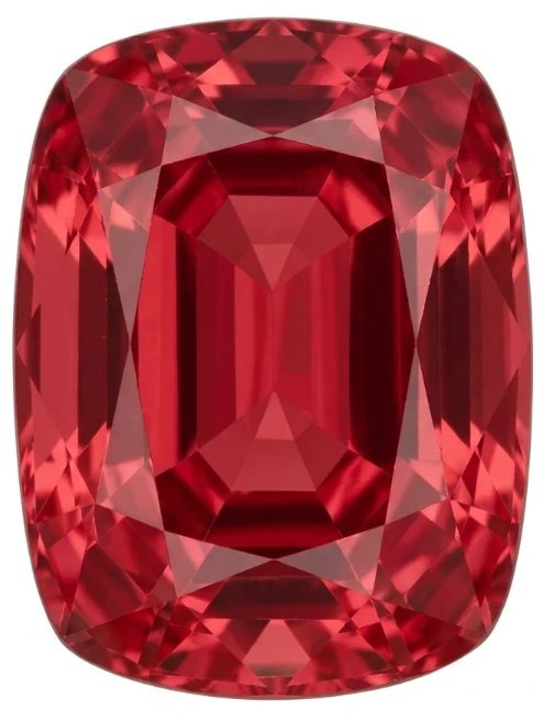 Chatham Lab Created Intense Orangish Red Padparadscha Sapphire Gemstone – Antique Cushion Cut – GEM Grade