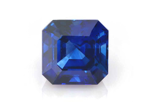 Asscher Cut Blue Sapphire Gemstone 5.06 Carat Vivid Intense