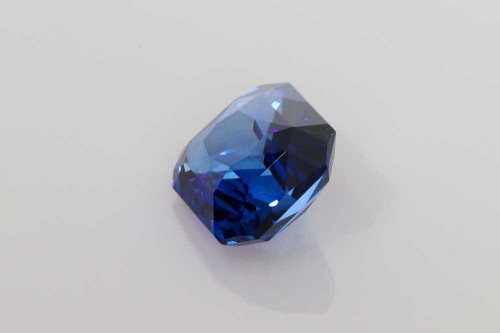 Asscher Cut Blue Sapphire Gemstone 8.03 Carat Vivid Intense
