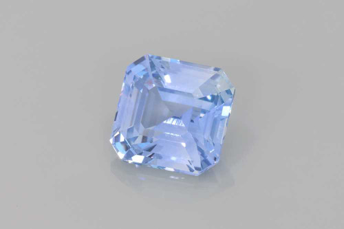 Asscher Cut Blue Sapphire Gemstone – Pale – 3.5 Carat, GIA Certified
