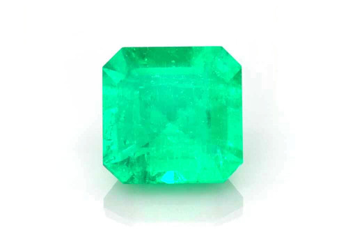 2.11 Carat Asscher Cut Emerald Gemstone, Vivid Intense Green