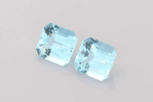 Asscher Cut Aquamarine Gemstone – 11.75 Carat, Medium Intense Blue, Matched Pair