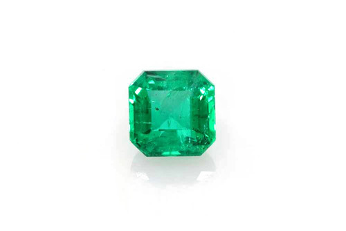 0.69 Carat Asscher Cut Emerald Gemstone, Medium Intense Green