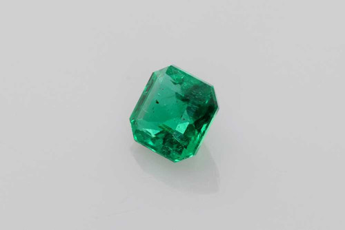 0.69 Carat Asscher Cut Emerald Gemstone, Medium Intense Green
