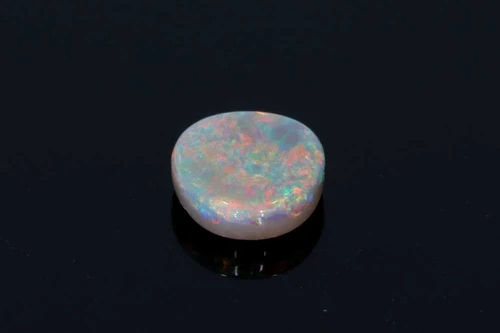 0.82 Carat Cabochon Round Black Opal Gemstone, Multi Colour