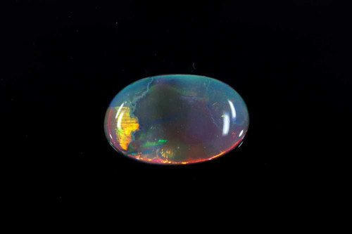 0.45 Carat Cabochon Oval Black Opal Gemstone – Multi Colour, GIA Certified