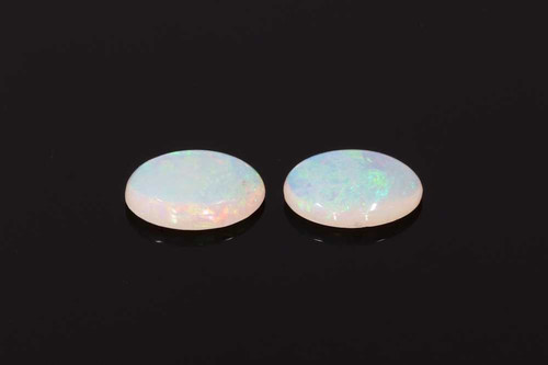 Cabochon Oval White Opal Gemstone – 1.11 Carat, Multi Colour, Matched Pair