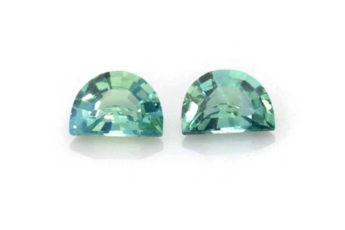 0.78 Carat Half Moon Teal Sapphire Gemstone – Medium Intense Green-Teal, Matched Pair