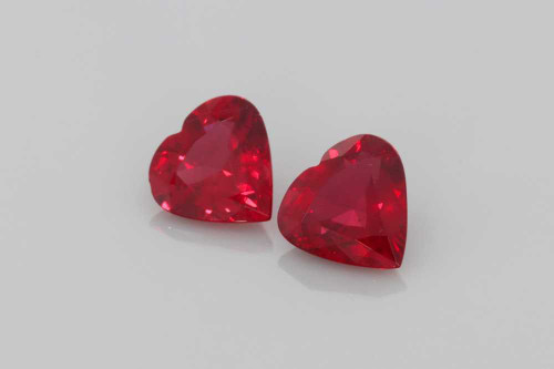 0.84 Carat Heart Ruby Gemstone – Vivid Intense Red, Matched Pair