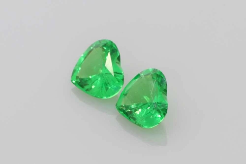 1.28 Carat Heart Tsavorite Gemstone, Vivid Intense Green, Unheated, Matched Pair