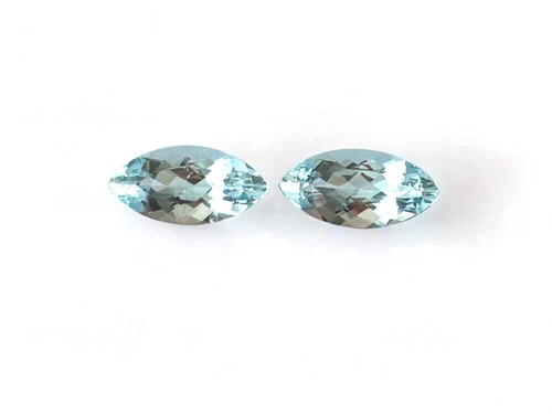 Marquise Aquamarine Gemstone, 6.61 Carat – Medium Intense Blue, Matched Pair