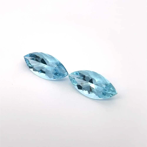 Marquise Aquamarine Gemstone – 4.38 Carat – Medium Intense Blue, Matched Pair