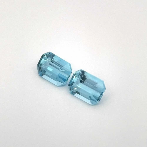 Octagon Cut Aquamarine Gemstone – 1.84 Carat, Vivid Rich Blue, Matched Pair