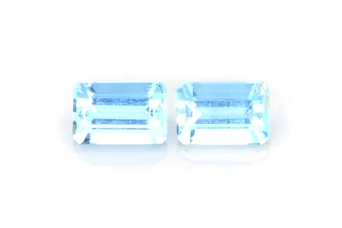 1.13 Carat Octagon Cut Aquamarine Gemstone – Vivid Rich Blue, Matched Pair