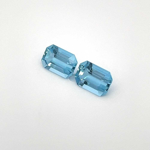 Octagon Cut Aquamarine Gemstone – 0.9 Carat, Deep Blue, Matched Pair