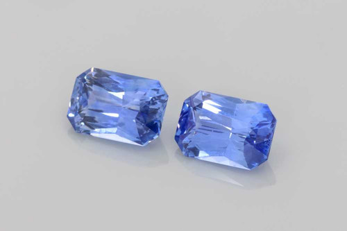 Octagon Cut Blue Sapphire Gemstone, 4.28 Carat – Medium Light, GIA Certified, Matched Pair
