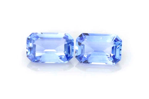 Light Octagon Cut Blue Sapphire Gemstone – 1.22 Carat, Matched Pair