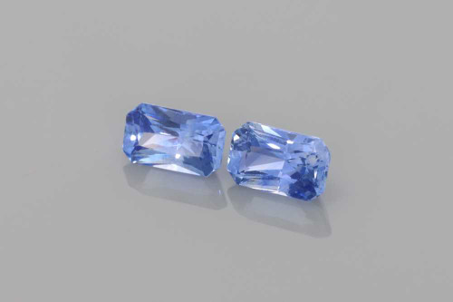 Octagon Cut Blue Sapphire Gemstone – 0.73 Carat – Medium Light, Matched Pair