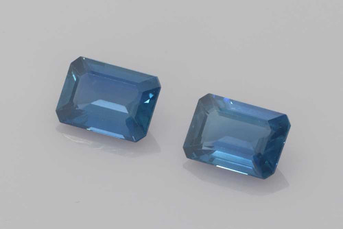 Octagon Cut Blue Sapphire Gemstone – 2.09 Carat, Medium Intense, Matched Pair