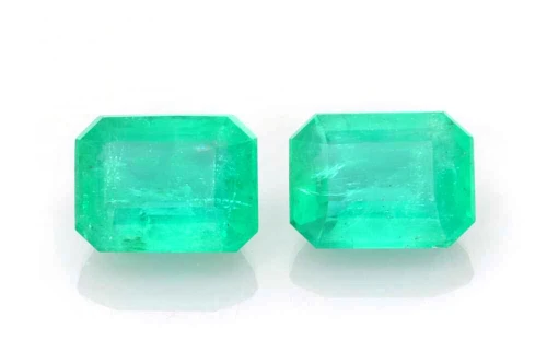 Octagon Cut Emerald Gemstone – 4.8 Carat, Medium Intense Green, Matched Pair