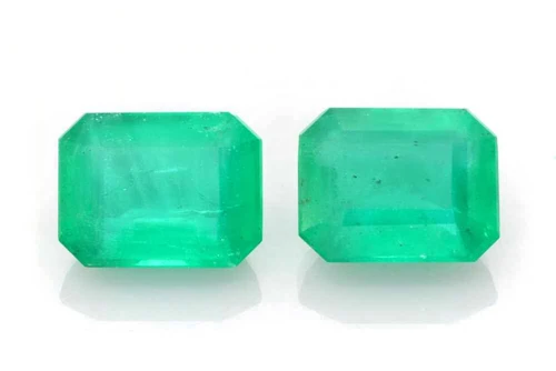 Octagon Cut Emerald Gemstone, 6.29 Carat – Vivid Rich Green, Matched Pair