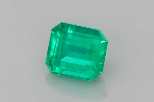0.83 Carat Octagon Cut Emerald Gemstone, Vivid Intense Green, GRS Certified